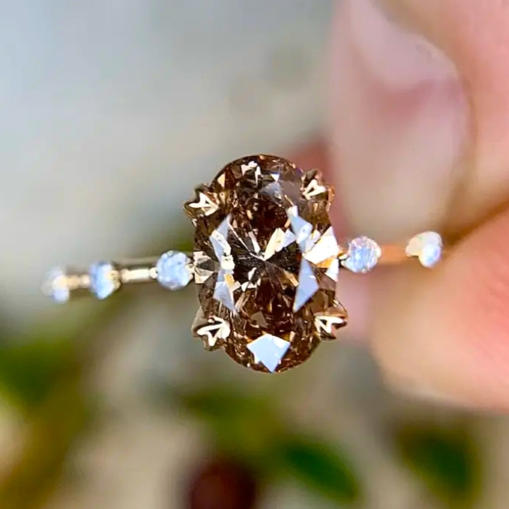 Gorgeous Oval Mocha Zircon Ring NWT Multiple Sizes